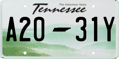 TN license plate A2031Y