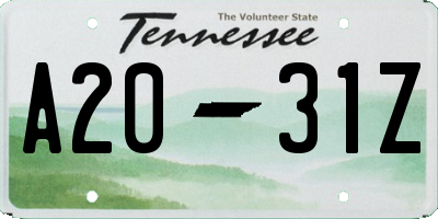 TN license plate A2031Z