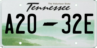 TN license plate A2032E