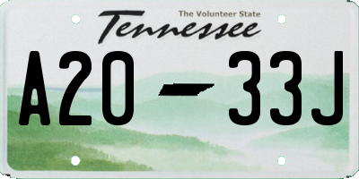 TN license plate A2033J