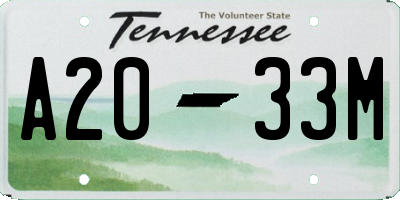 TN license plate A2033M