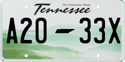 TN license plate A2033X