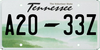 TN license plate A2033Z