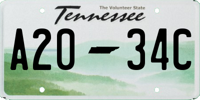TN license plate A2034C