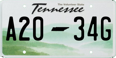 TN license plate A2034G