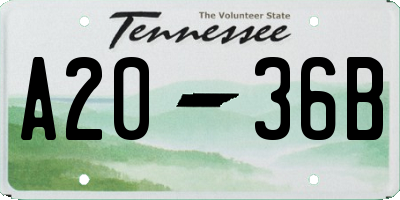 TN license plate A2036B