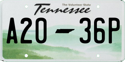 TN license plate A2036P