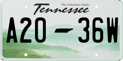 TN license plate A2036W