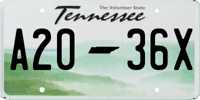 TN license plate A2036X