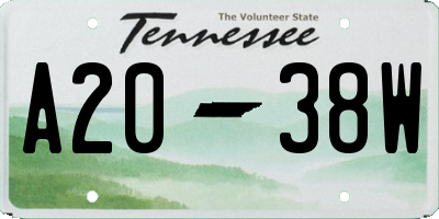 TN license plate A2038W