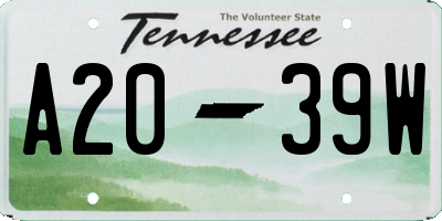 TN license plate A2039W