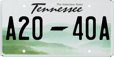 TN license plate A2040A