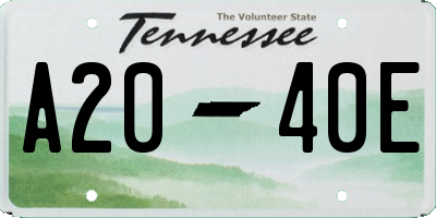TN license plate A2040E