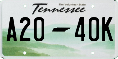 TN license plate A2040K