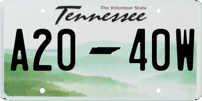 TN license plate A2040W