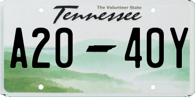 TN license plate A2040Y