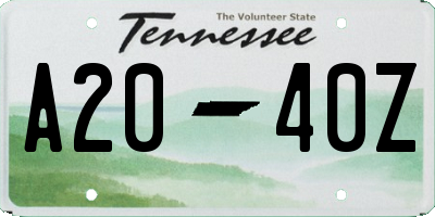 TN license plate A2040Z