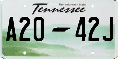 TN license plate A2042J