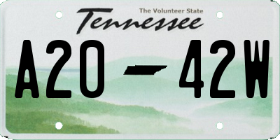 TN license plate A2042W