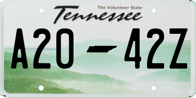 TN license plate A2042Z