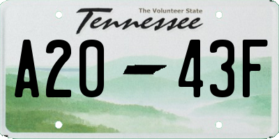 TN license plate A2043F