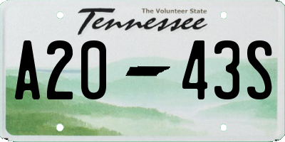 TN license plate A2043S