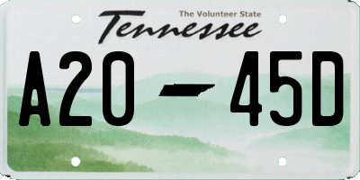 TN license plate A2045D