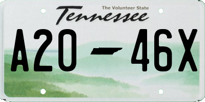 TN license plate A2046X