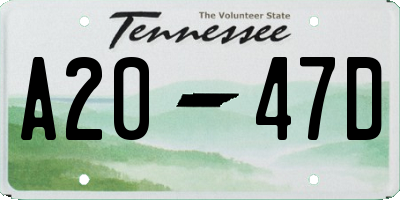 TN license plate A2047D