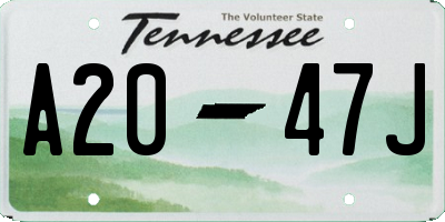 TN license plate A2047J