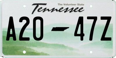TN license plate A2047Z