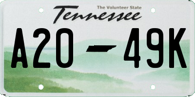 TN license plate A2049K