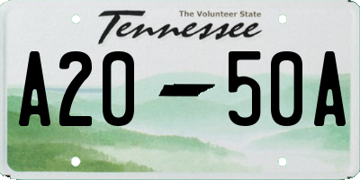 TN license plate A2050A