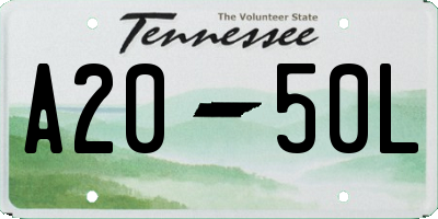 TN license plate A2050L