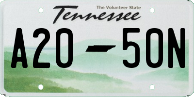 TN license plate A2050N