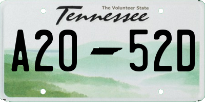 TN license plate A2052D