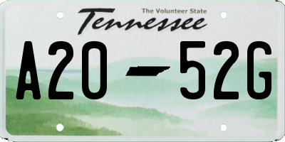 TN license plate A2052G