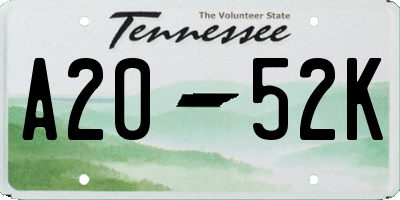 TN license plate A2052K