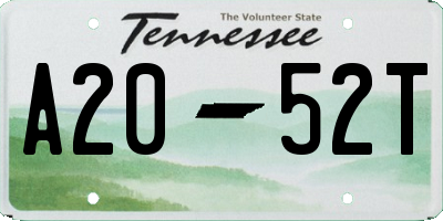TN license plate A2052T