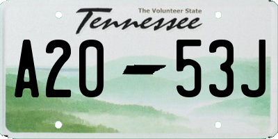 TN license plate A2053J