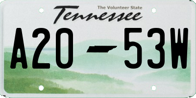 TN license plate A2053W