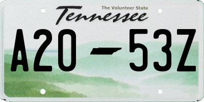TN license plate A2053Z
