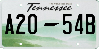 TN license plate A2054B