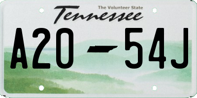 TN license plate A2054J
