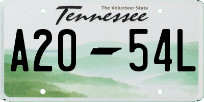 TN license plate A2054L