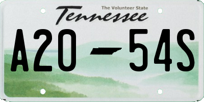 TN license plate A2054S