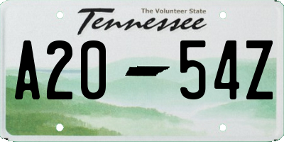 TN license plate A2054Z