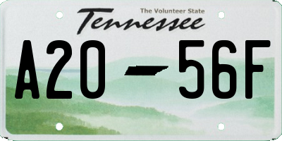 TN license plate A2056F