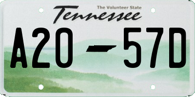 TN license plate A2057D