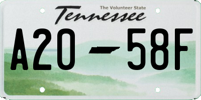TN license plate A2058F